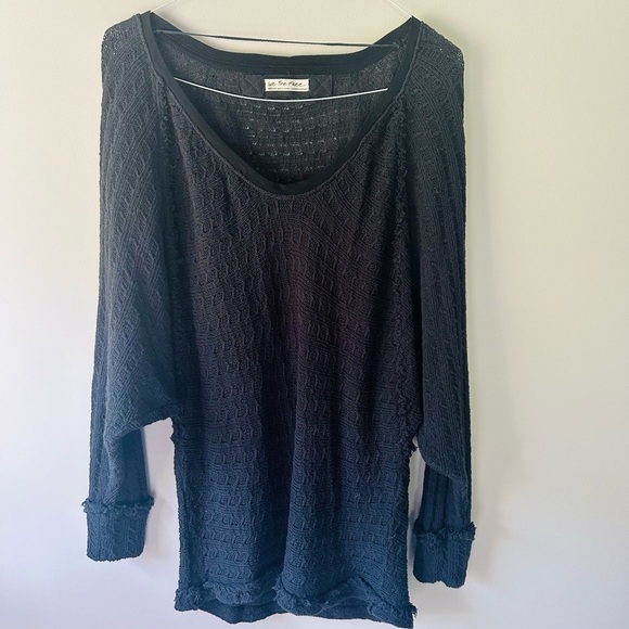 We The Free Back Fringe Trim V Neck Crochet Lightweight Sweater Boho Cotton - Picture 5 of 8